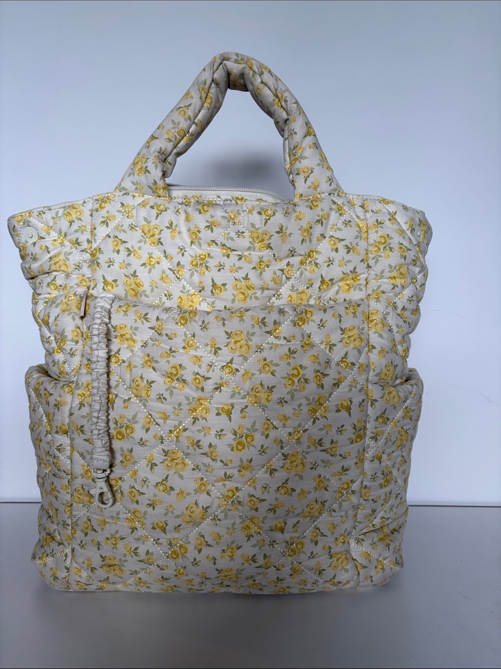 BÉIS Yellow Floral Quilted Diaper Bag Backpack Convertible